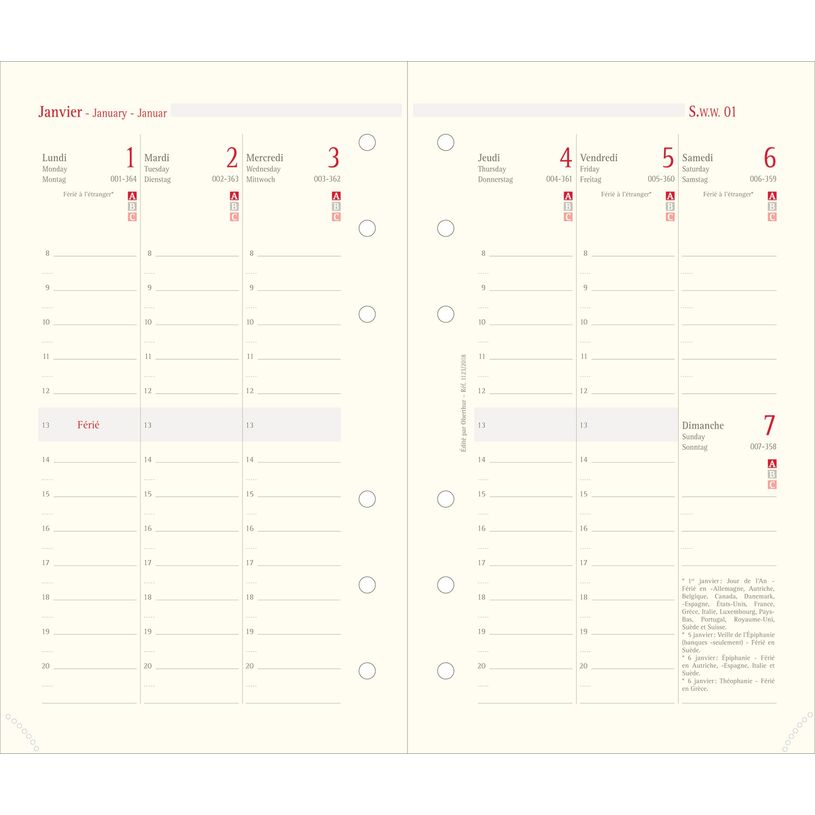 3664447126364-Oberthur 17 - Recharge pour organiseur - 1 semaine sur 2 pages à la verticale - 10 x 17 cm-P_79352267_2-0