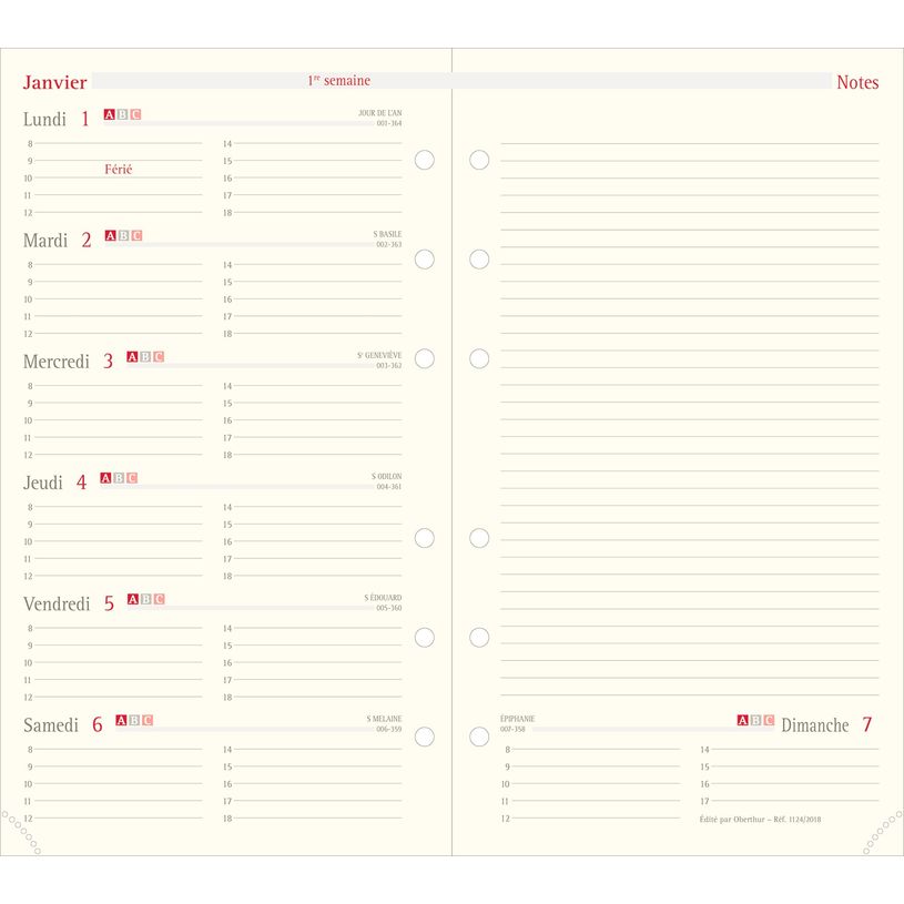3664447126340-Oberthur 17 - Recharge pour organiseur - 1 semaine par page et 1 page de note - 10 x 17 cm-P_79352268_1-0