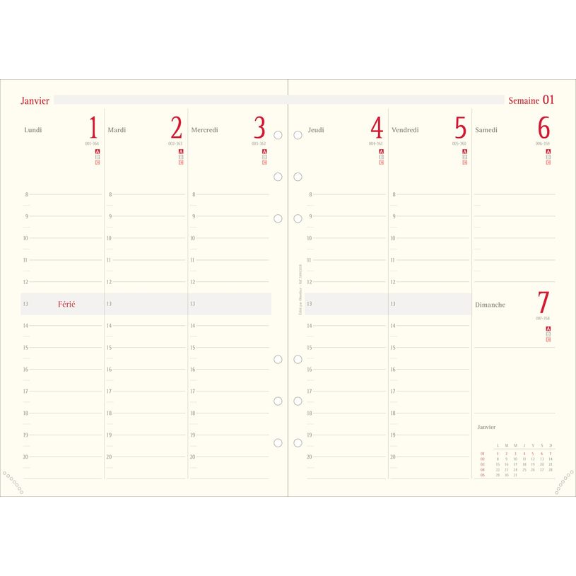 3664447126326-Oberthur 21 - Recharge pour organiseur - 1 semaine sur 2 pages à la verticale - 15 x 21 cm-P_79352271_1-0