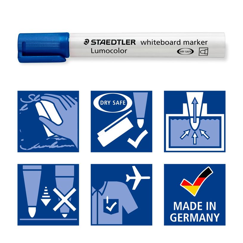 4007817328811-STAEDTLER LUMOCOLOR 351 - Marqueur effaçable - pointe ogive - bleu--4