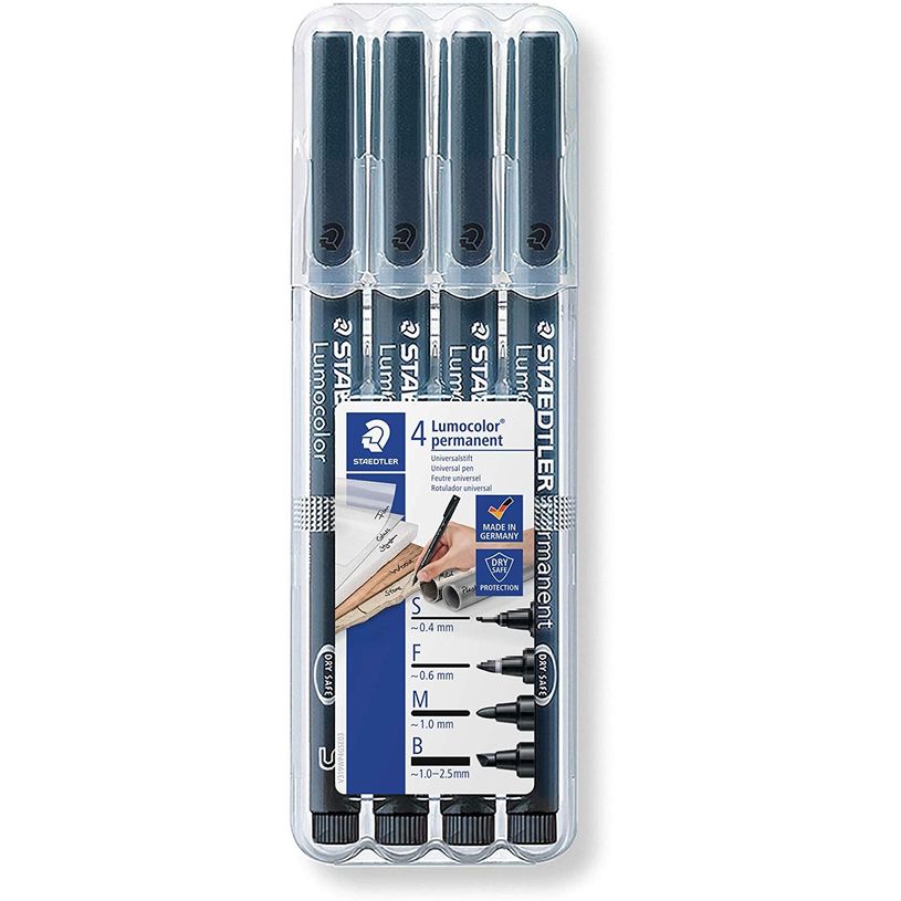 4007817310083-STAEDTLER LUMOCOLOR - Pack de 4 marqueurs permanents - pointes assorties - noir-P_79352474_1-0