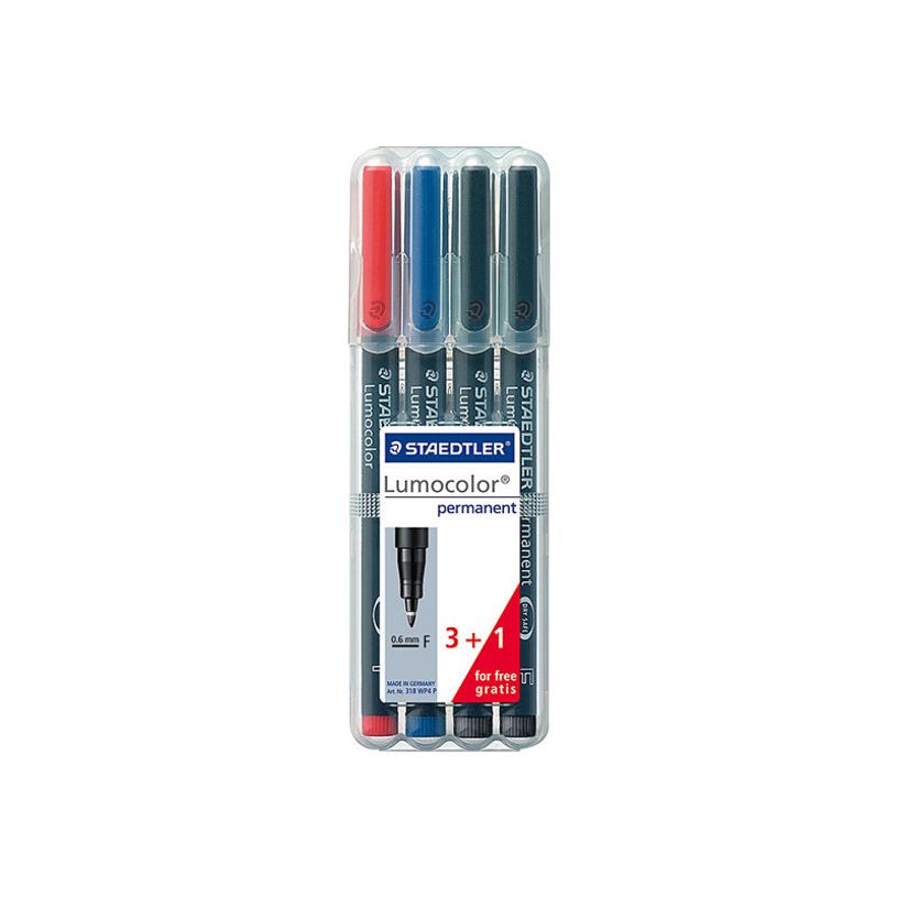 4007817319123-STAEDTLER Lumocolor 318 - Pack de 4 marqueurs permanents (format spécial) - pointe fine - -P_79352509_1-0