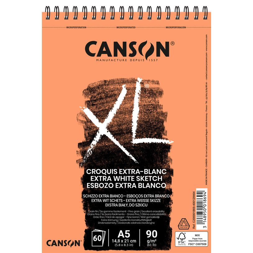 3148950018694-Canson XL Extra White - Bloc dessin croquis - 60 feuilles - 90 gr - blanc-P_79353051_1-0