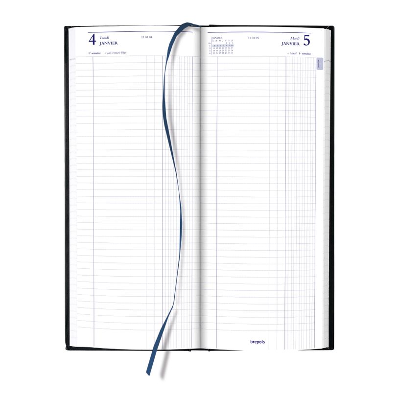 5412303101103-Agenda long Lima Jupiter B1 - 1 jour par page - 13 x 33 cm - noir - Brepols--1