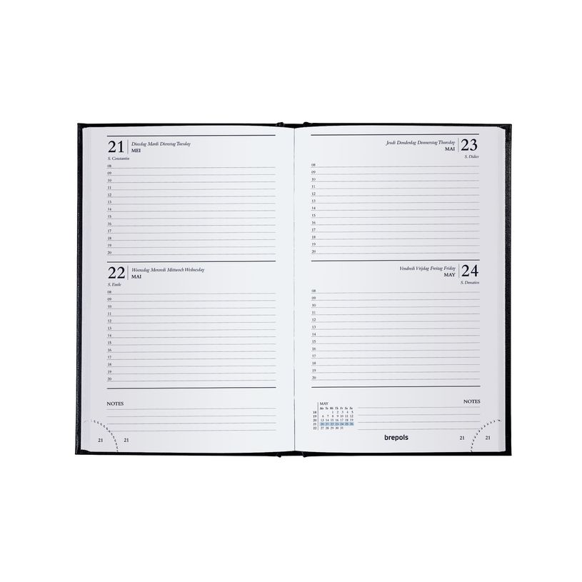 5412303001311-Agenda Lima Saturnus - 2 jours par page - 13,3 x 20,8 cm - noir - Brepols--1