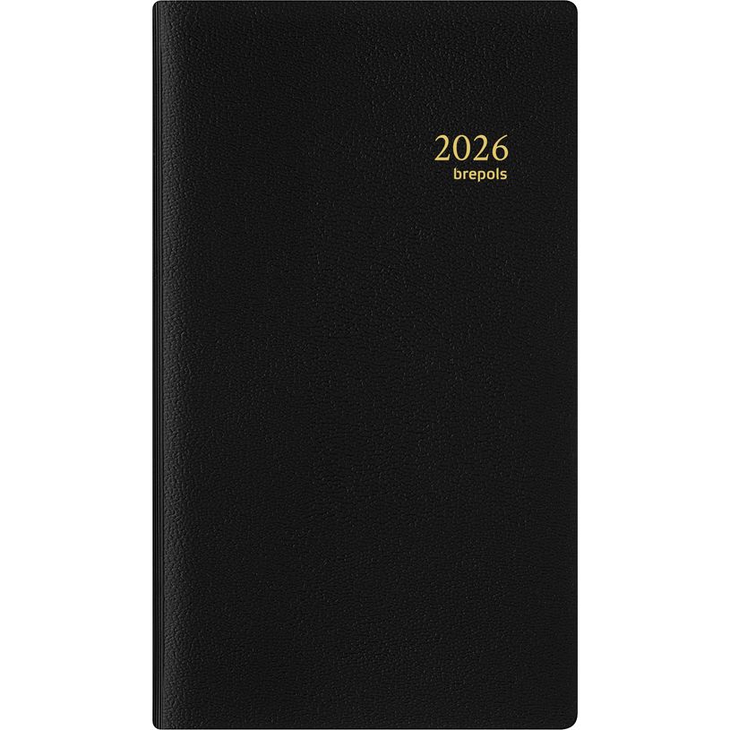 5412303124256-Agenda de poche Genova Breplan - 1 semaine sur 2 pages - 9 x 16 cm - noir - Brepols--0