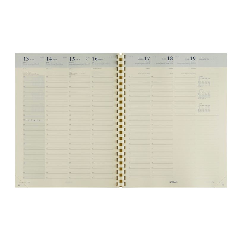 5412303129060-Agenda spiralé Ferrara Omega 27 - 1 semaine sur 2 pages - 21 x 27 cm - noir - Brepols--0