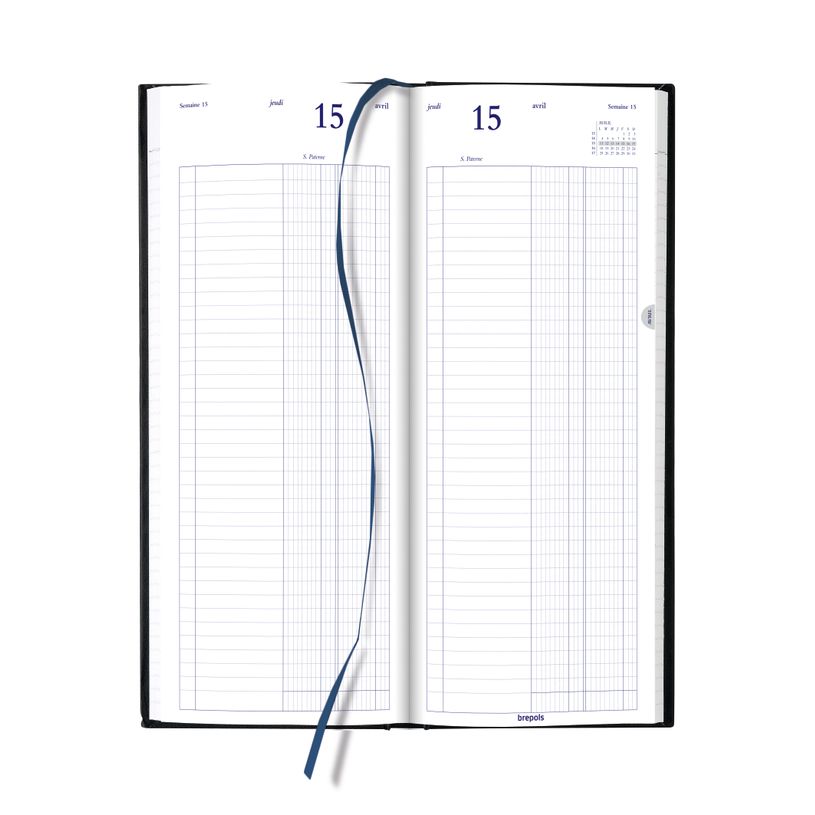 5412303130424-Agenda de la banque Lima 2ème volume - 1 jour sur 2 pages - 14,3 x 32,5 cm - noir - Brepols--1