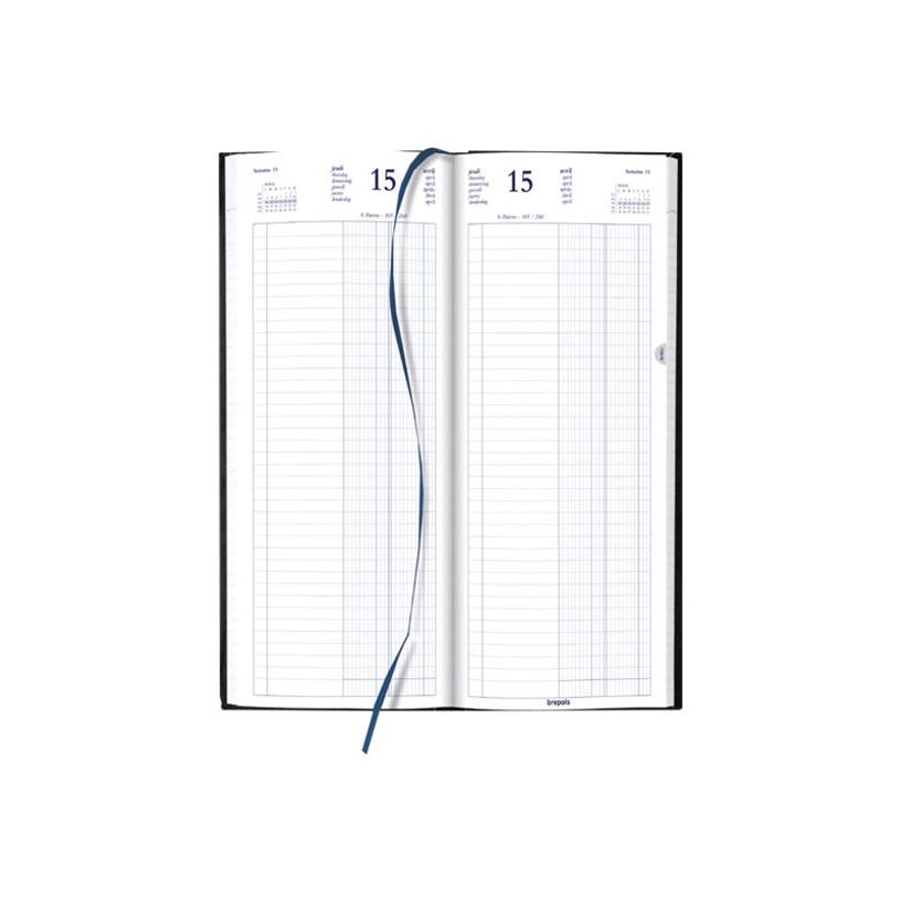 5412303130448-Agenda de la banque Lima - 1 jour sur 2 pages - 14,3 x 32,5 cm - noir - Brepols-P_79353469_1-3