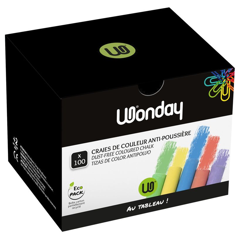 3457703682311-Wonday - 100 Craies couleurs assorties - anti poussière--0