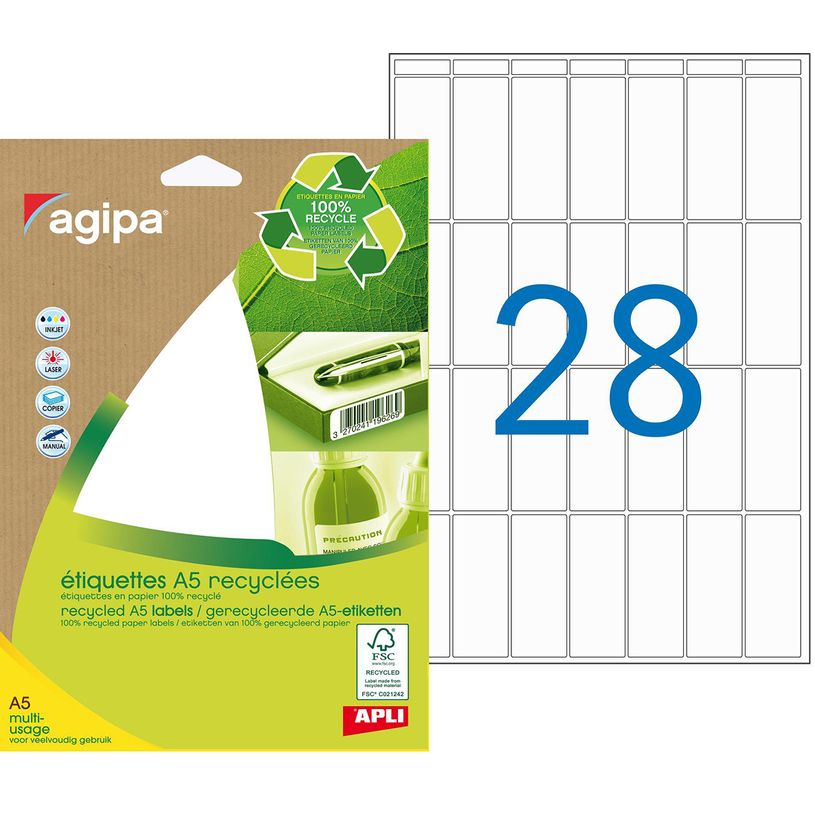 3270241012460-Apli Agipa - Etui A5 - 392 Étiquettes 100% recyclées blanches multi-usages - 48,5 x 18,5 mm --P_79353791_1-0