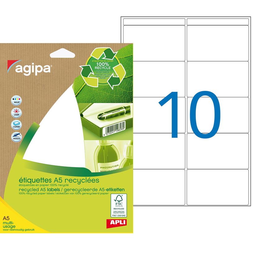 3270241012491-Apli Agipa - Etui A5 - 140 Étiquettes 100% recyclées blanches multi-usages - 38,5 x 65 mm --P_79353794_1-0
