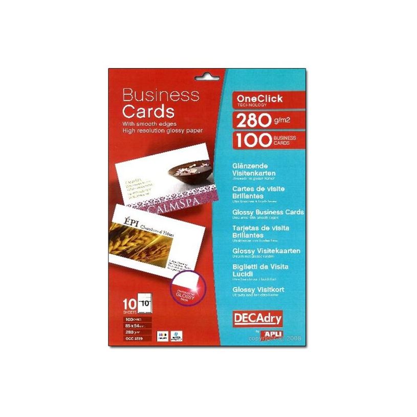 5413493180169-Apli DECAdry - Papier pour 100 cartes de visite brillantes 85 x 54 mm - 280 g/m² - 10 feui-P_79354330_1-0