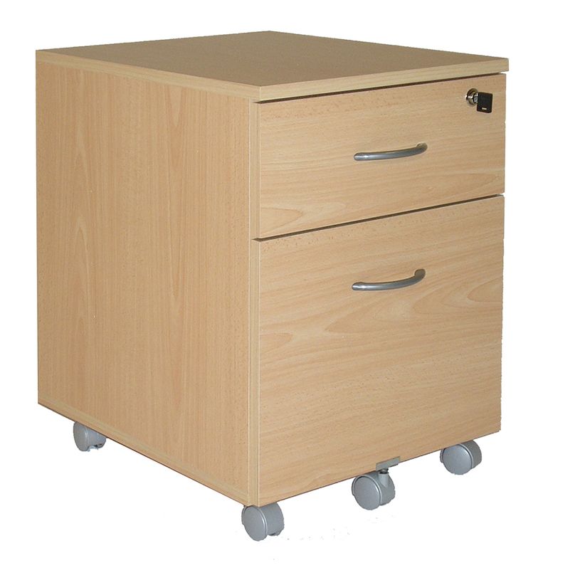 3253310012158-Caisson mobile WINCH 2 tiroirs dont 1 pour dossiers suspendus - Imitation Hêtre-P_79355264_1-0