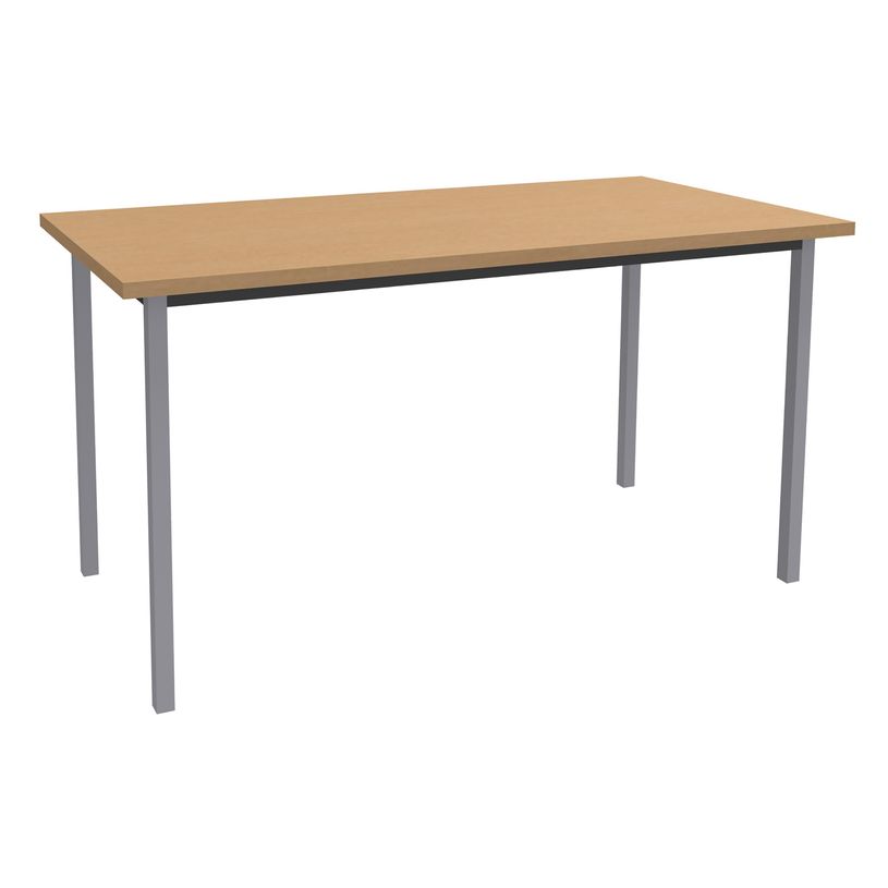 3253310129726-Table de réunion Rectangulaire - 120 x 60 cm - Pieds carrés aluminium - imitation hêtre-P_79355293_1-0