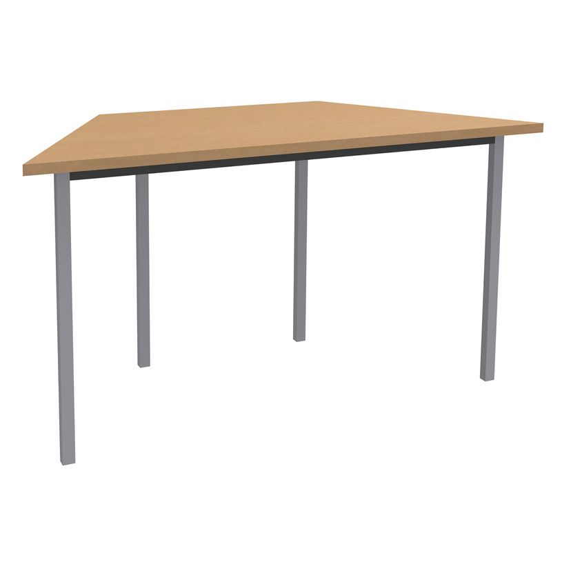 3253310129788-Table de réunion Trapèze - 120 x 60 cm - Pieds carrés aluminium - imitation Hêtre-P_79355299_1-0