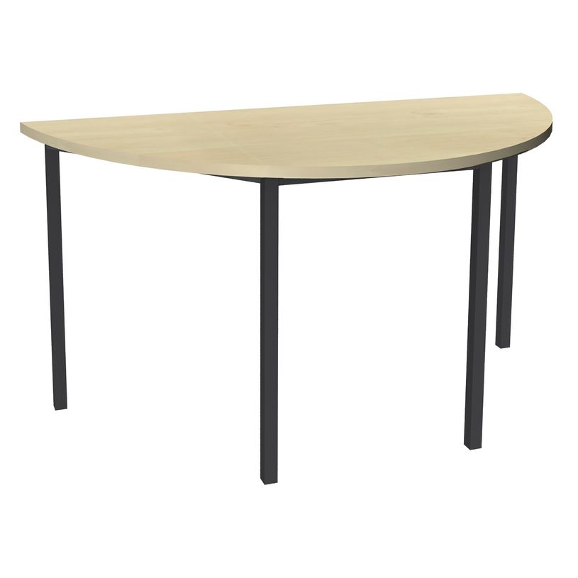 3253310129856-Table de réunion Demi-lune - 120 x 60 cm - Pieds carrés anthracite - imitation érable-P_79355305_1-0