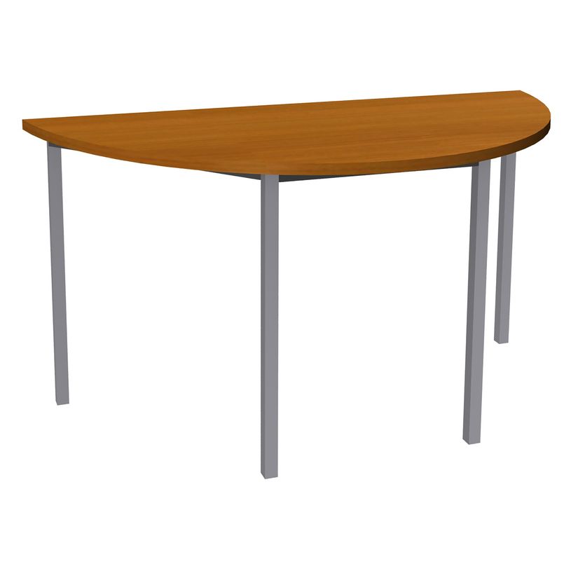 3253310129887-Table de réunion Demi-lune - 120 x 60 cm - Pieds aluminium - imitation merisier-P_79355308_1-0