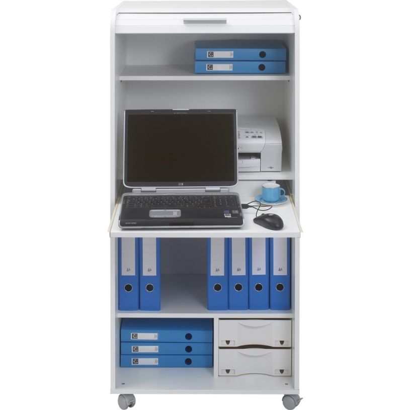 3253311400022-Armoire haute à rideaux ORGA - 2 tiroirs - H140 cm - Blanc-P_79355312_4-2