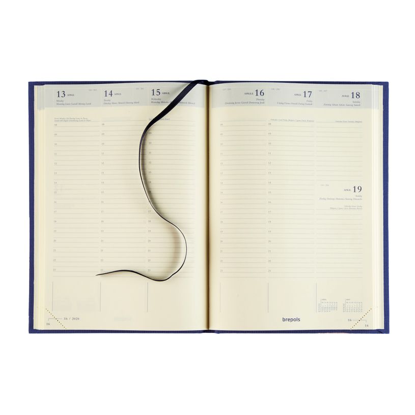 5412303005357-Agenda Bretime Lima 16 mois - 1 semaine sur 2 pages - 15 x 21 cm - noir - Brepols--1