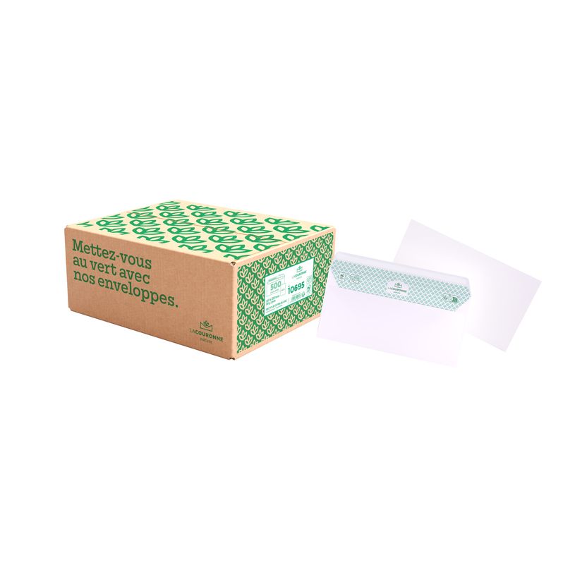 3240180106957-La Couronne - 500 Enveloppes recyclées DL 110 x 220 mm - 80 gr - sans fenêtre - extra bla-P_79355952_1-0