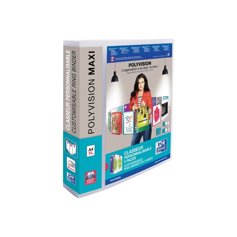 5020215709104-Oxford Polyvision - Classeur à anneaux personnalisable - Dos 60 mm - A4 Maxi - pour 390 fe-P_79355981_3-3