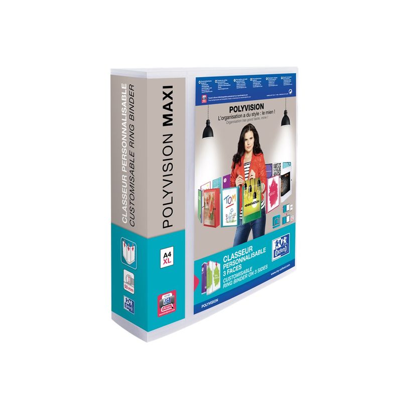 5020215709111-Oxford Polyvision - Classeur à anneaux personnalisable - Dos 70 mm - A4 Maxi - pour 500 fe-P_79355982_1-0