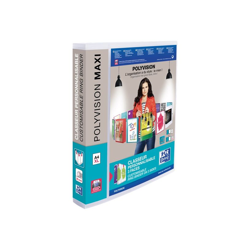 5020215709210-Oxford Polyvision - Classeur à anneaux personnalisable - Dos 40 mm - A4 Maxi - pour 250 fe-P_79355983_4-2