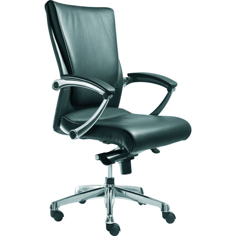 3700339808458-Fauteuil de bureau ergonomique GEORGE en cuir - Accoudoirs fixes - Noir -P_79356106_1-0