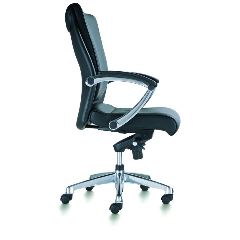 3700339808458-Fauteuil de bureau ergonomique GEORGE en cuir - Accoudoirs fixes - Noir -P_79356106_3-2