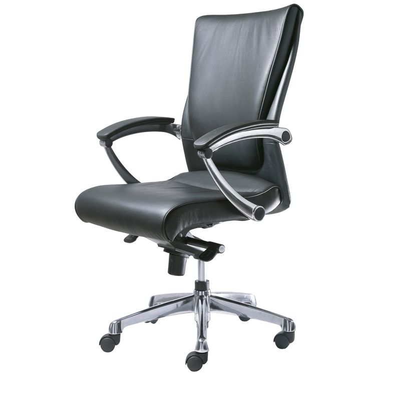3700339808458-Fauteuil de bureau ergonomique GEORGE en cuir - Accoudoirs fixes - Noir -P_79356106_4-3