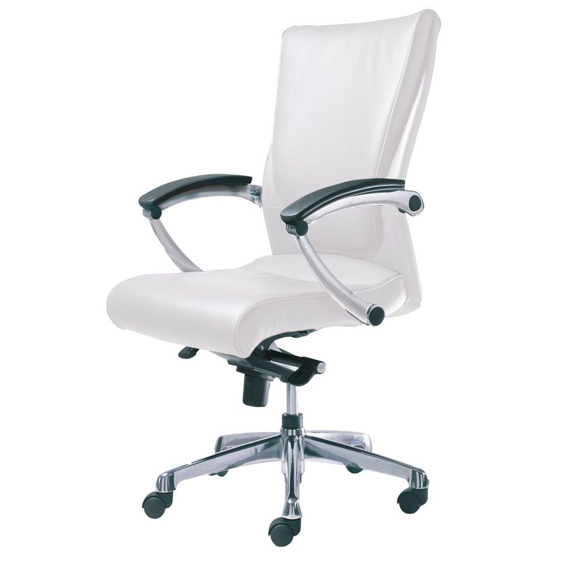 3700339808465-Fauteuil de bureau ergonomique GEORGE en cuir - Accoudoirs fixes - Blanc-P_79356108_2-1