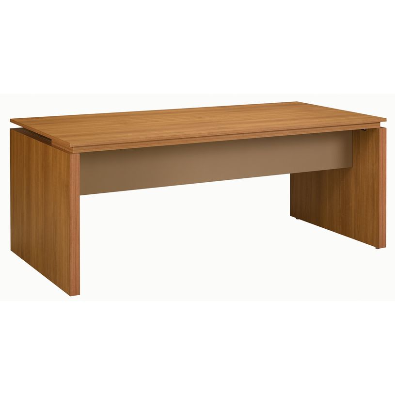 3483600012272-Bureau bois SLIVER - 190 cm - Pieds panneaux - Noyer et bronze-P_79356205_2-1