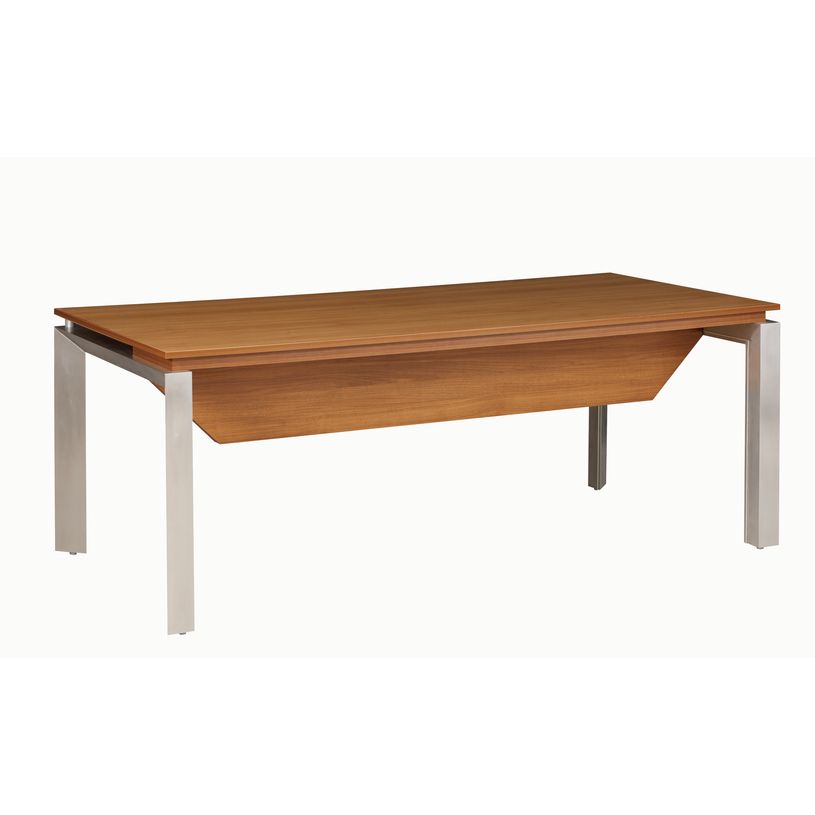 3483600012289-Bureau bois SLIVER avec voile de fond - 190 cm - Pieds métal - Noyer et bronze-P_79356206_2-1