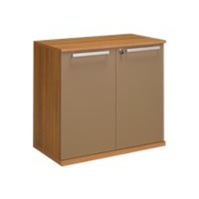 3483600012302-Rangement bas SLIVER - L80 x H75 x P45 - 2 portes - Noyer et bronze-P_79356207_1-0