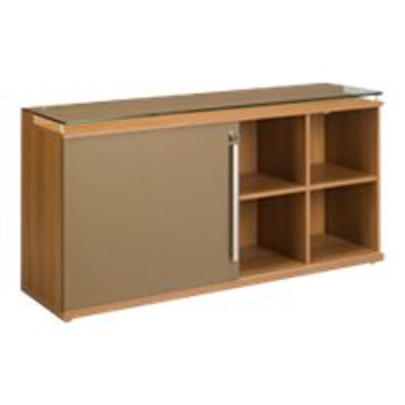 3483600012340-Crédence SLIVER - L160 x H80 x P45 - 1 porte coulissante - Noyer et bronze-P_79356211_1-0