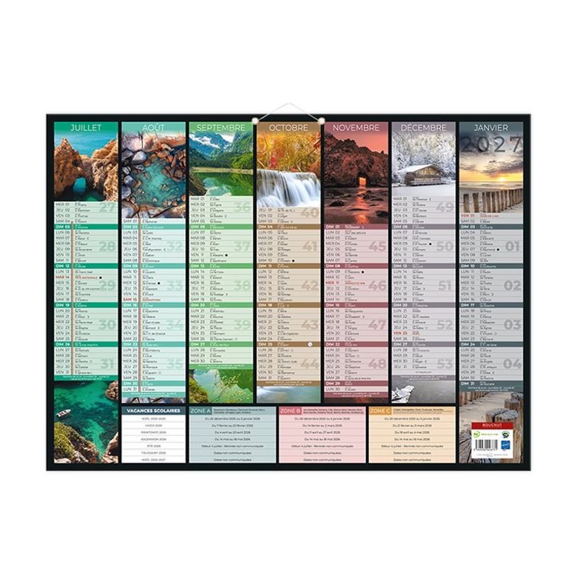 3592930028911-Calendrier bancaire illustré année civile BOUCHUT "Bancolor" 40,5 x 55 cm Pefc 70 %-P_79356364_1-2