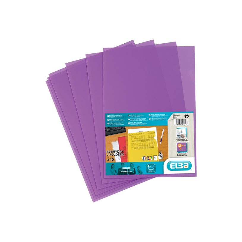 3045050174513-SHINE - 10 Pochettes coin - A4 - pour 25 feuilles - 12/100 - violet cristal-P_79356716_1-0