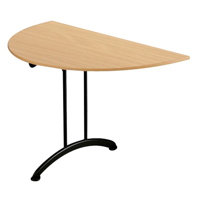 3700245512111-Table de réunion pliante - demi-ronde - L140 x H74 x P70 cm - imitation hêtre/noir-P_79357203_1-0