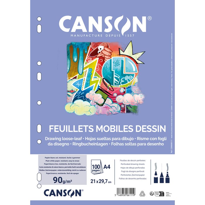 3148950061119-Canson - 50 feuilles à dessin - A4 - 90G - blanc--0
