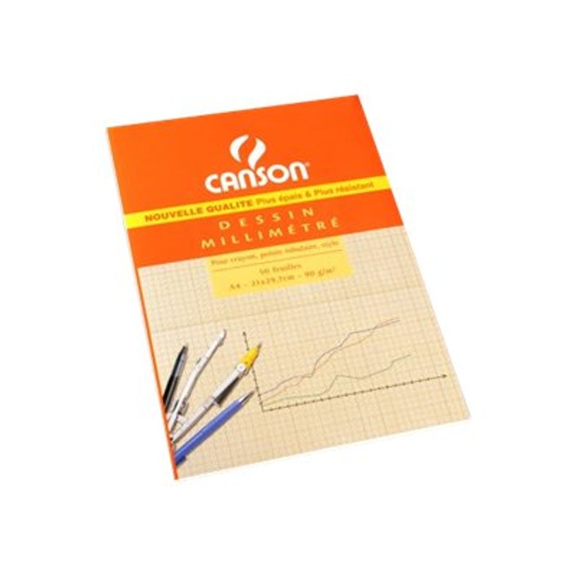 3148950671066-CANSON - Papier à dessin millimétré - A4 - 50 feuilles - blanc- petits carreaux-P_79358529_1-0