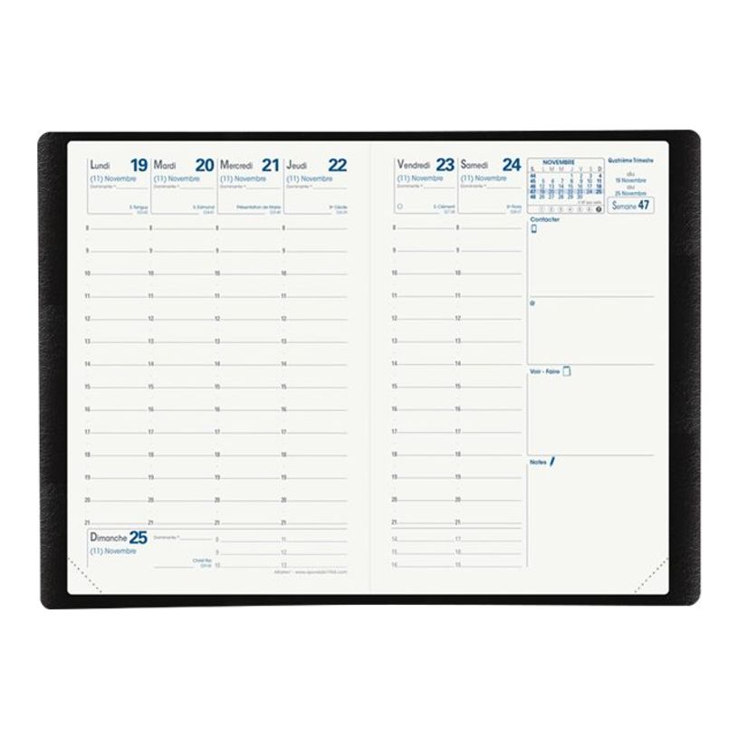 2012347239881-Agenda Equology - 1 semaine sur 2 pages - 10 x 15 cm - noir - Quo Vadis-P_79359183_1-1