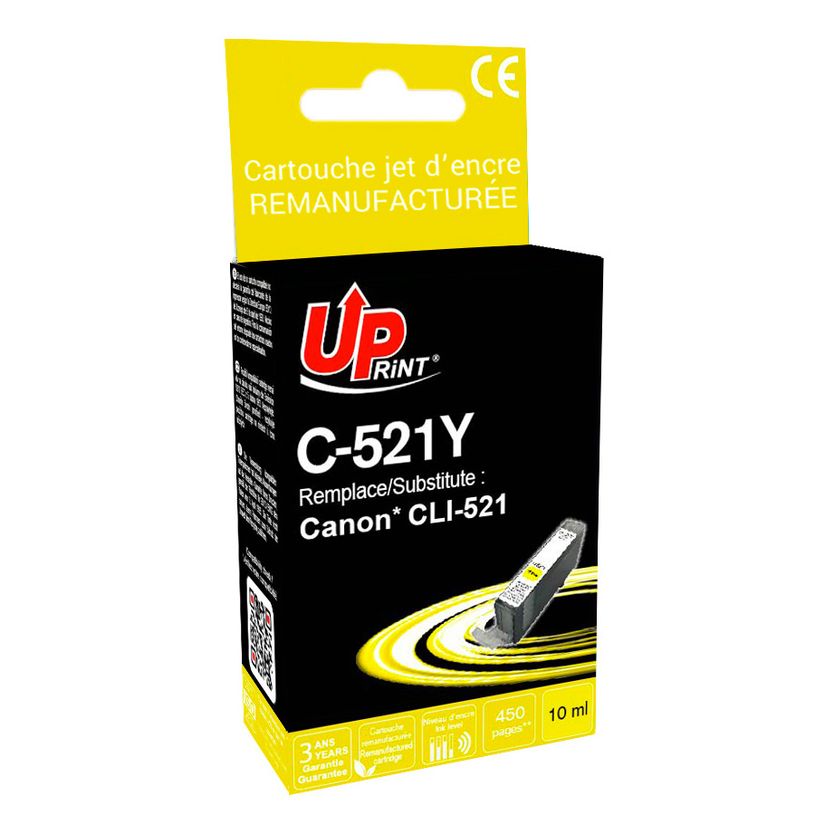 3584770882372-Cartouche remanufacturée Canon CLI-521 - jaune - Uprint--0
