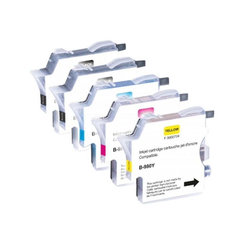 3584770881870-Cartouche compatible Brother LC1100/LC980 - Pack de 5 - noir x2, cyan, magenta, jaune - UPr-P_79359348_1-0