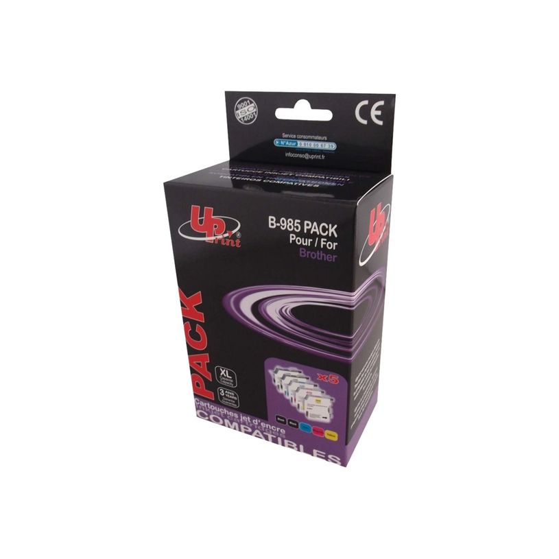 3584770882471-Cartouche compatible Brother LC985 - Pack de 5 - noir x2, cyan, magenta, jaune - UPrint-P_79359369_1-0