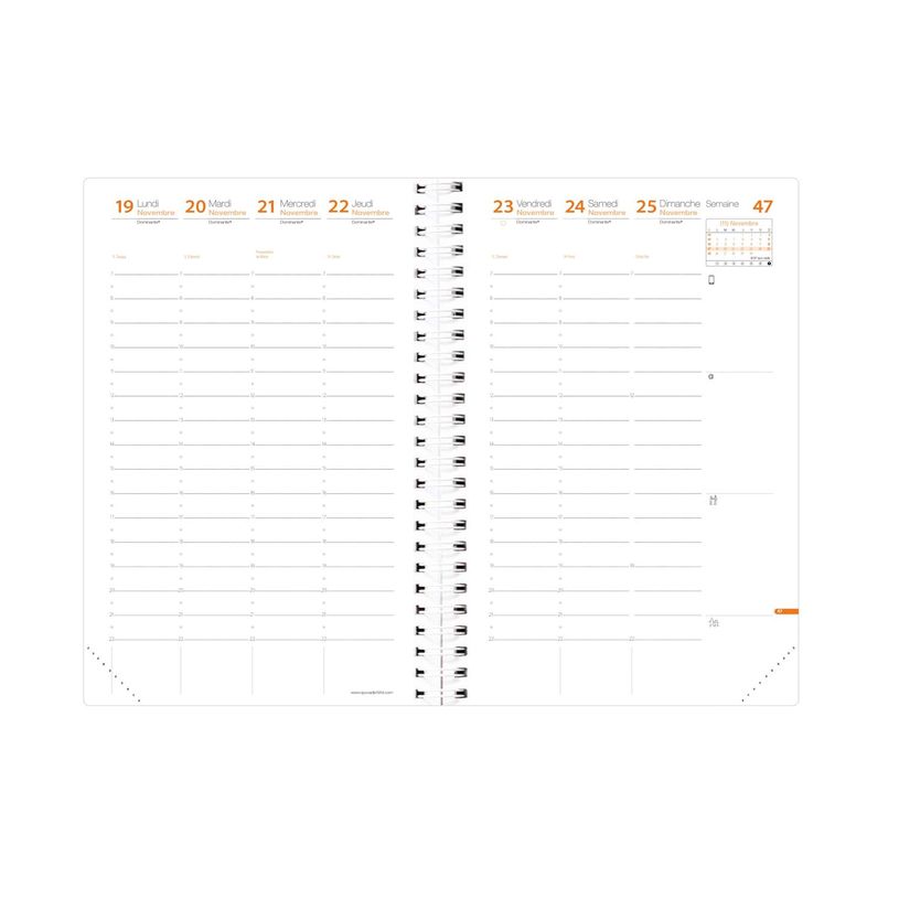 2012347256116-Agenda spiralé à élastique Time & Life Large - 1 semaine sur 2 pages - 16 x 24 cm - noir - Quo Vadis--2