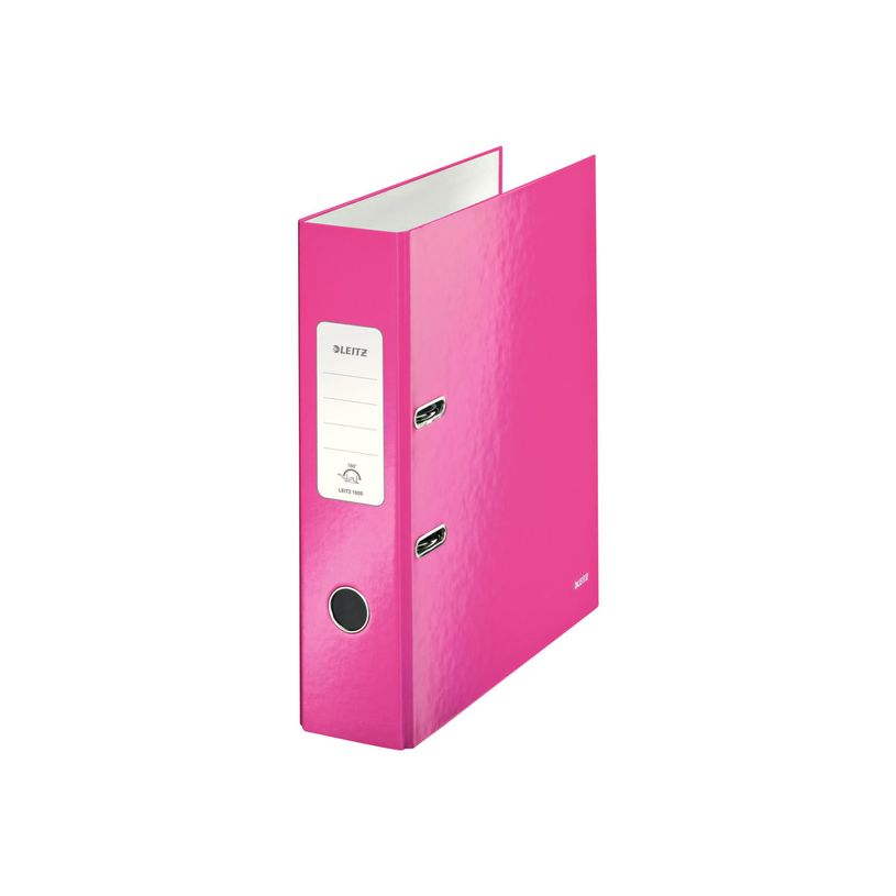 4002432394678-Leitz WOW 180° - Classeur à levier - Dos 80 mm - A4 - pour 600 feuilles - rose métallis