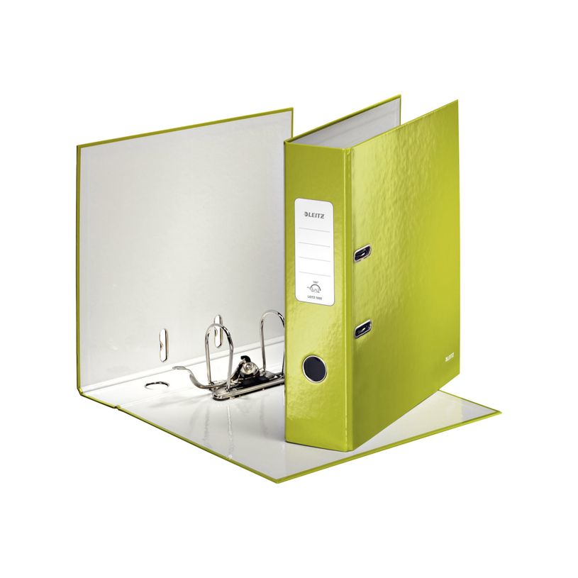 4002432394692-Leitz WOW 180° - Classeur à levier - Dos 80 mm - A4 - pour 600 feuilles - vert métallis