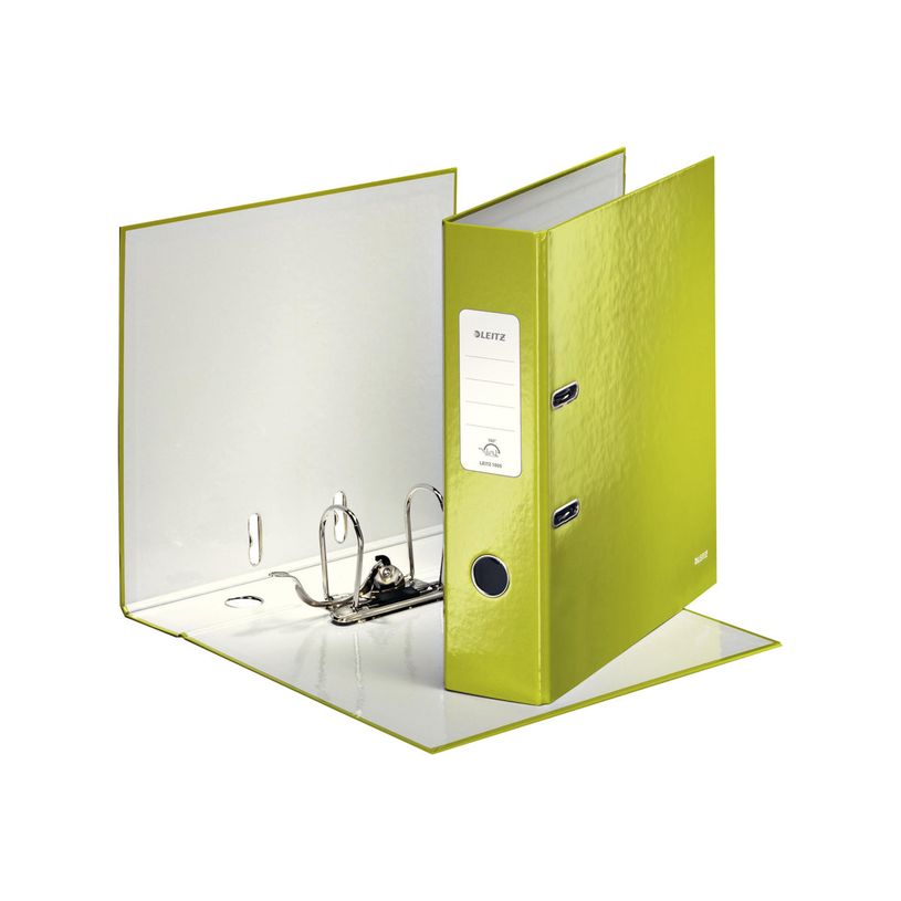 4002432394692-Leitz WOW 180° - Classeur à levier - Dos 80 mm - A4 - pour 600 feuilles - vert métallis