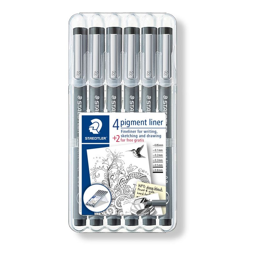 4007817308356-STAEDTLER pigment liner - 6 Feutres fins - noir - différentes tailles de pointes-P_79360074_1-0